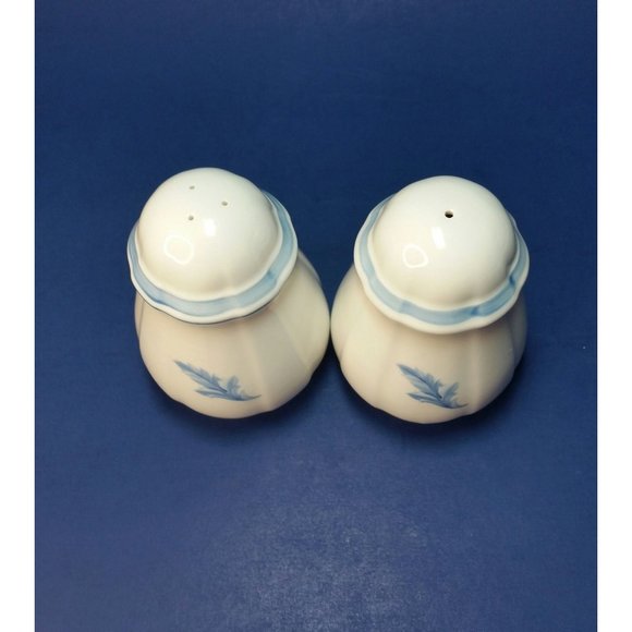 Villeroy & Boch Casa Azul Salt and Pepper Set Blue Trim and Leaf Made In Germany - Picture 5 of 10
